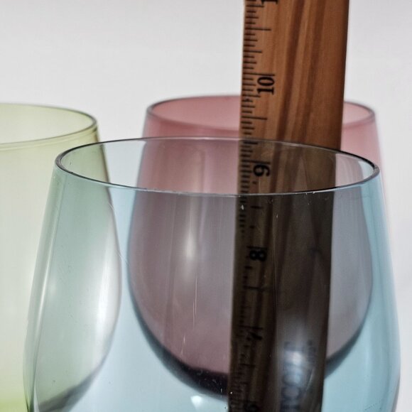 Mismatched Colors Water Goblets set 3 Wine Glasses mixed glassware colorful - Picture 8 of 8
